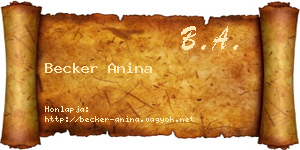 Becker Anina névjegykártya